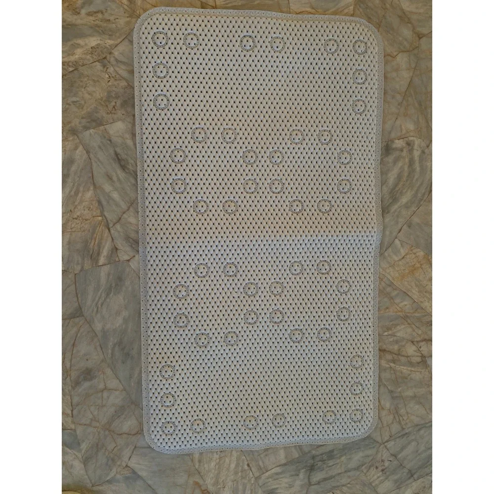 White Non Slip Rubber Bathtub Mat with Suction Cups 27.5x15.5 Rectangle